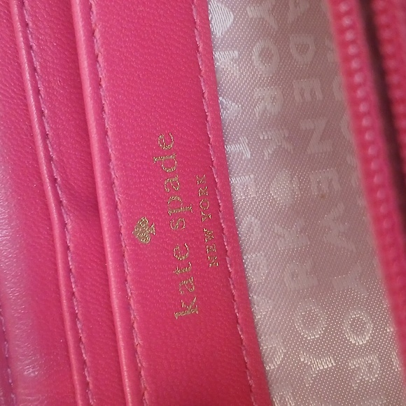 Like New! Kate Spade Wellesley Neda Zip Around Wallet hot pink pillbox red color - Picture 8 of 11